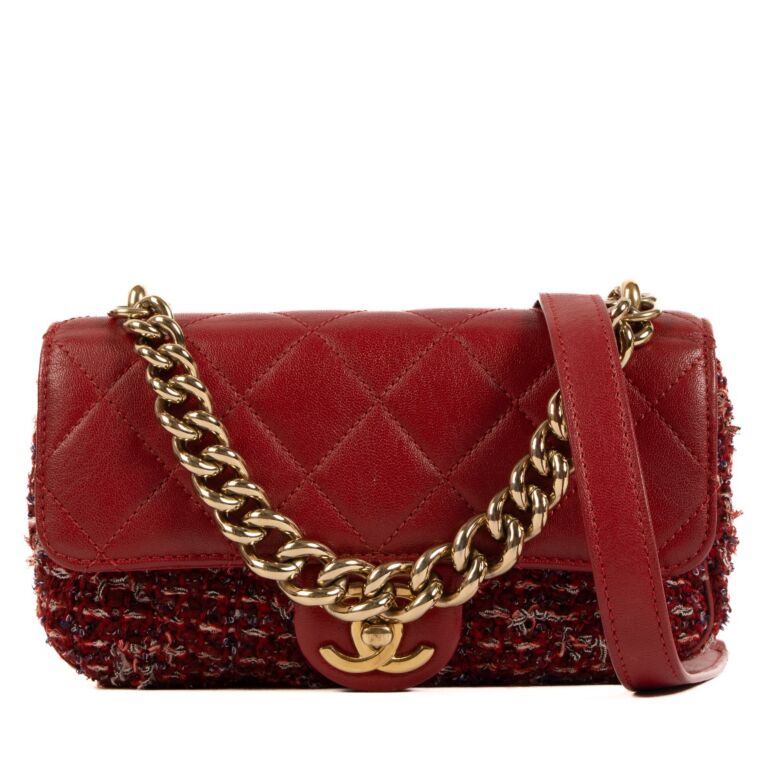 Chanel Scarlet Red Extra Mini Tweed Flap Bag ○ Labellov ○ Buy and Sell  Authentic Luxury