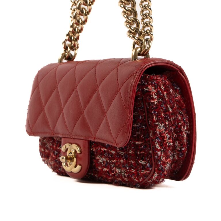 Chanel red tweed sale bag