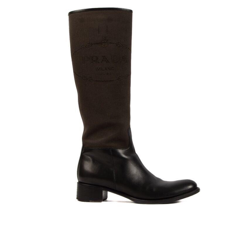 Prada Brown Logo Jacquard Boots Size 40 Labellov Buy and