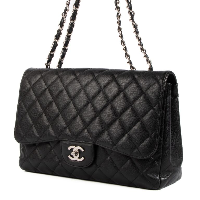 Chanel Black Caviar Large Classic Single Flap Bag Labellov