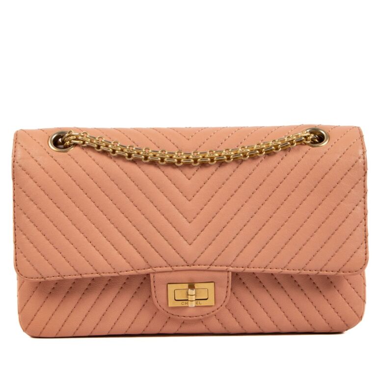 Chanel Pink Chevron Goatskin 2.55 Bag Labellov Buy and Sell