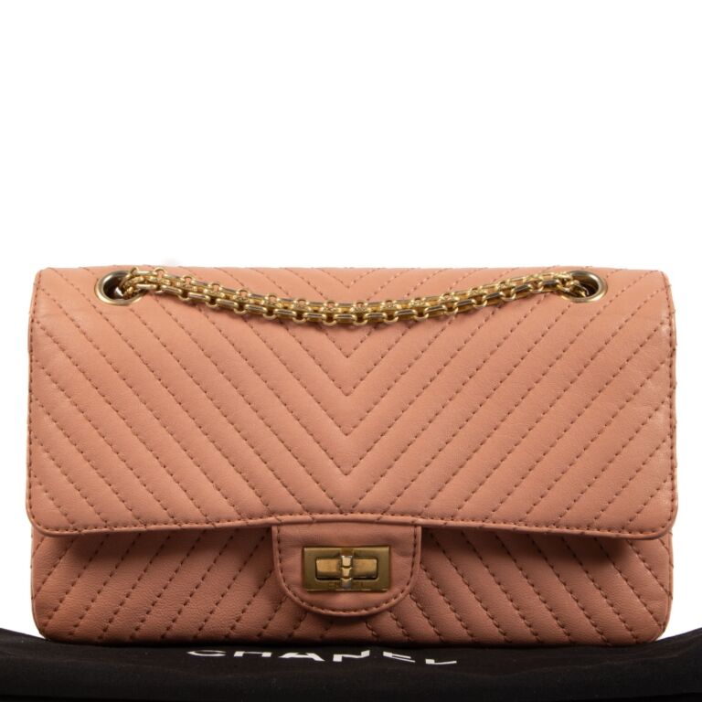 Chanel Pink Chevron Goatskin 2.55 Bag Labellov Buy and Sell Authentic Luxury