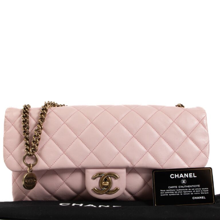 Chanel Pale Pink Zipped Back Pocket Calfskin Flap Bag ○ Labellov