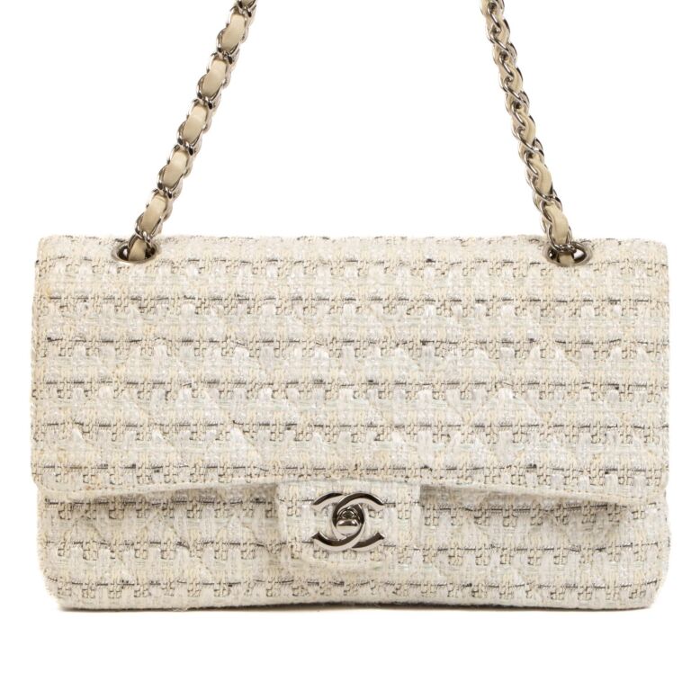 Chanel white top tweed bag