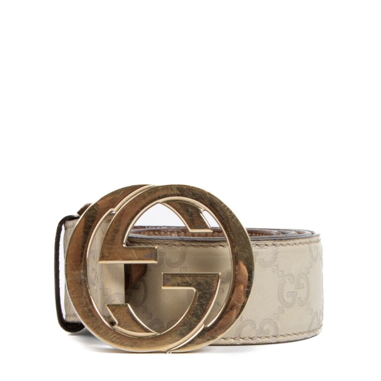 Gucci Cream Signature GG Belt size 90 Labellov Buy and Sell Authentic Luxury