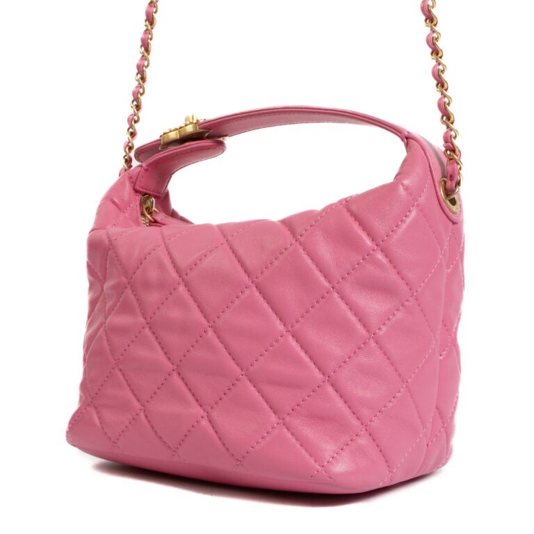 Chanel Small Hobo Bag, Pink Lambskin - New in Box - The Consignment Cafe