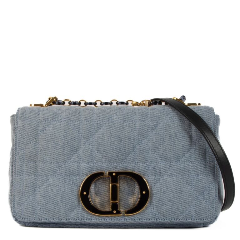 Christian Dior Denim Macro Cannage Medium Caro Bag Labellov
