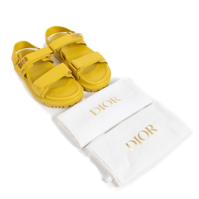 ★お洒落♪★Dior◆Dioract サンダル パステルイエロー Dior Dioract Saffron Yellow Sandals - Size 38 ○ Labellov