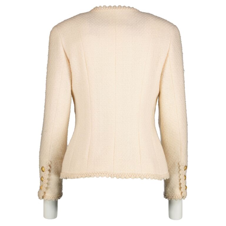 Chanel Spring/Summer 1990 Ivory Scalloped Tweed Jacket