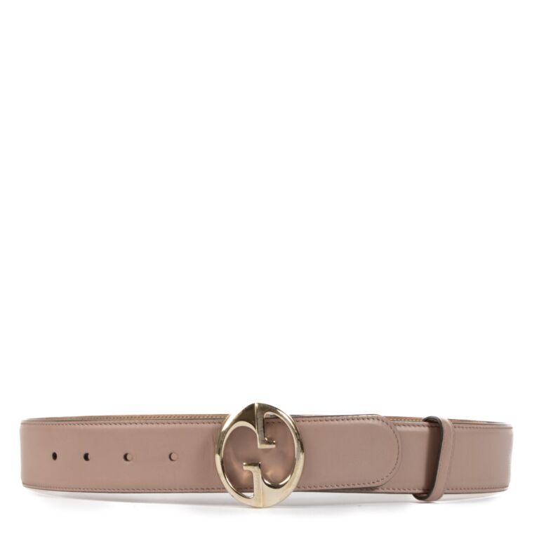 Gucci Dusty Pink Calfskin 1973 Belt - size 80 ○ Labellov