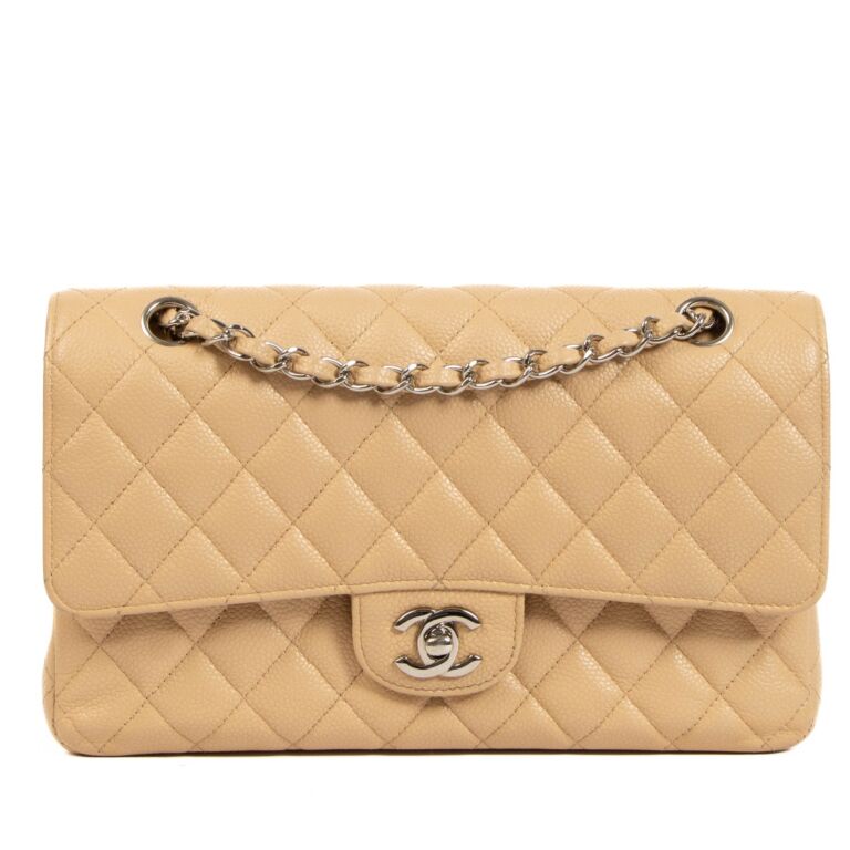 Chanel Beige Quilted Caviar New Classic Double Flap Jumbo Q6BAQP0FI4041