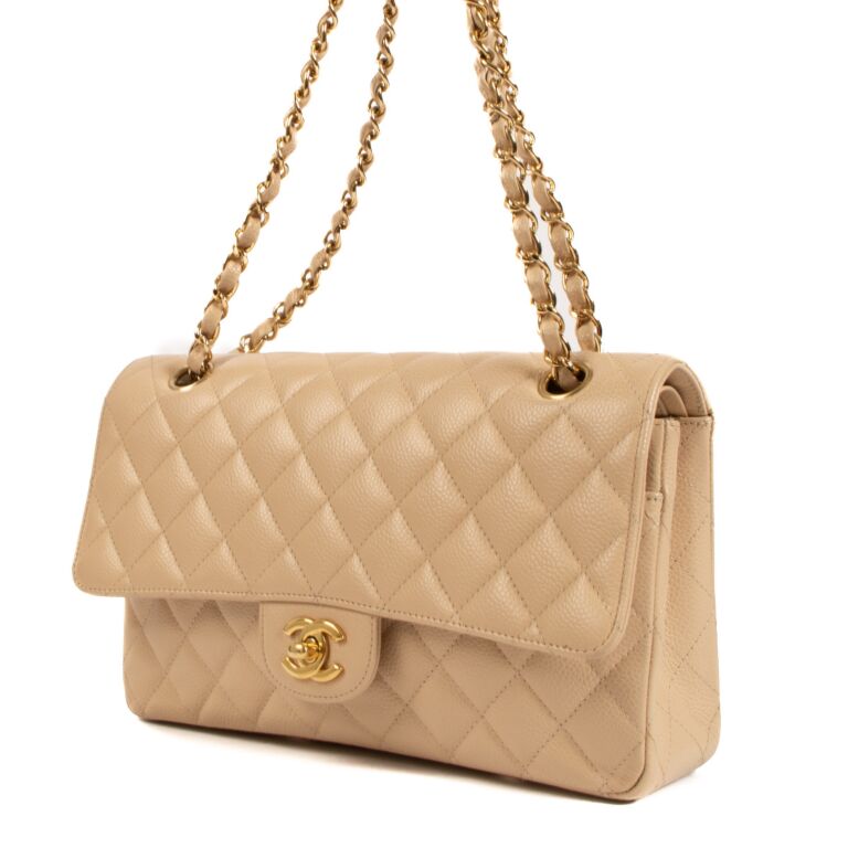Chanel beige hotsell medium classic flap