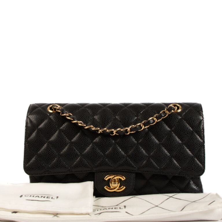 Chanel Black Caviar Leather Medium Classic Flap Bag ○ Labellov ○ Buy and  Sell Authentic Luxury