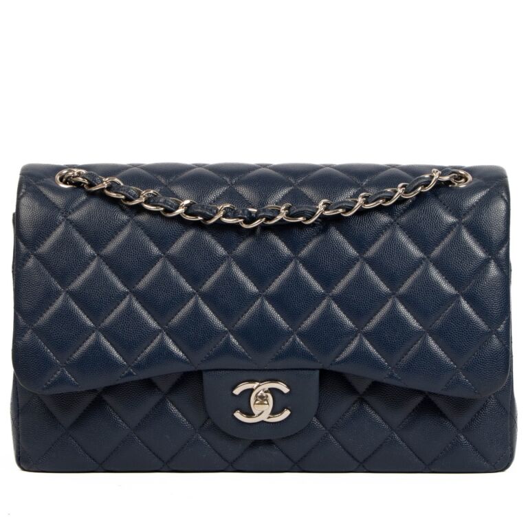 Chanel Navy Caviar Leather Large Classic Bag Labellov Buy