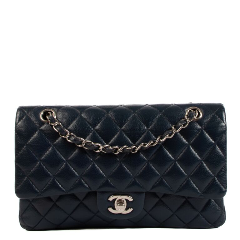 Chanel Navy Blue Medium Caviar Leather Classic Flap Bag