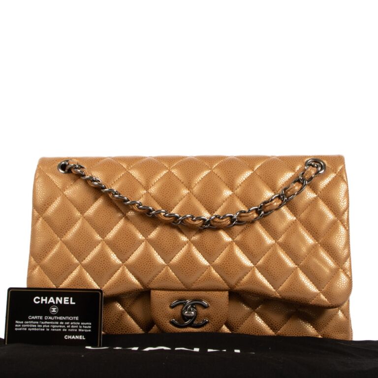 Chanel Bronze Caviar Leather Large Classic Flap Bag ○ Labellov