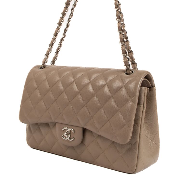 Chanel Gris Tourterelle Caviar Leather Large Classic Flap Bag