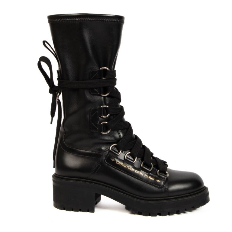 Christian Dior Black D fight Boots Size 38.5 Labellov Buy and Sell Authentic Luxury