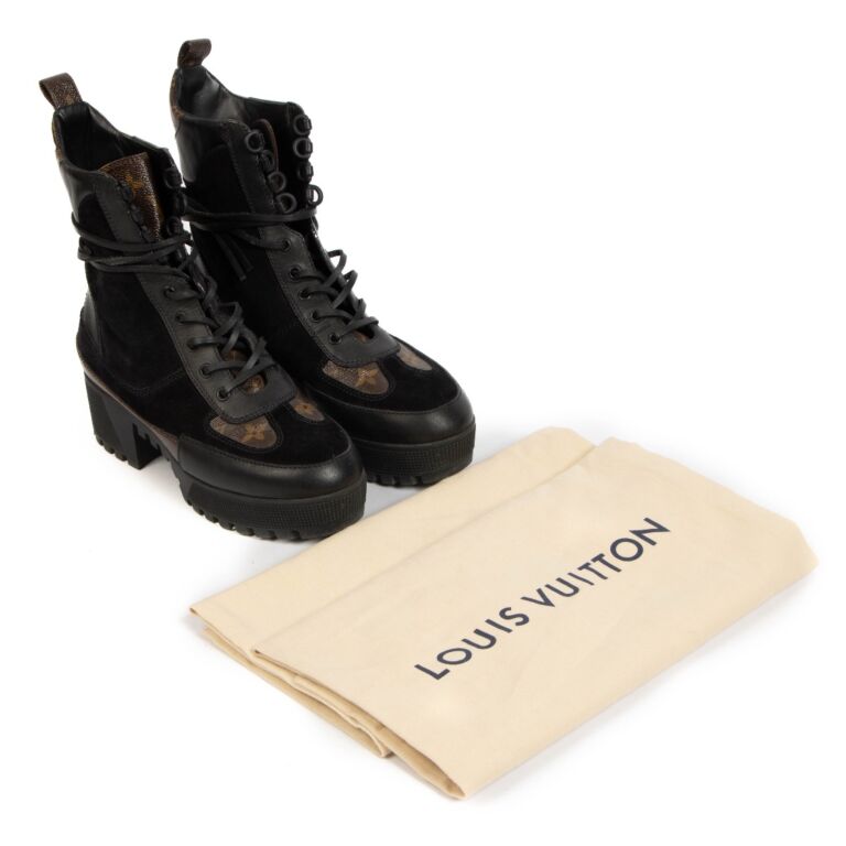 Louis Vuitton Black Monogram Suede and Leather Desert Boots Size