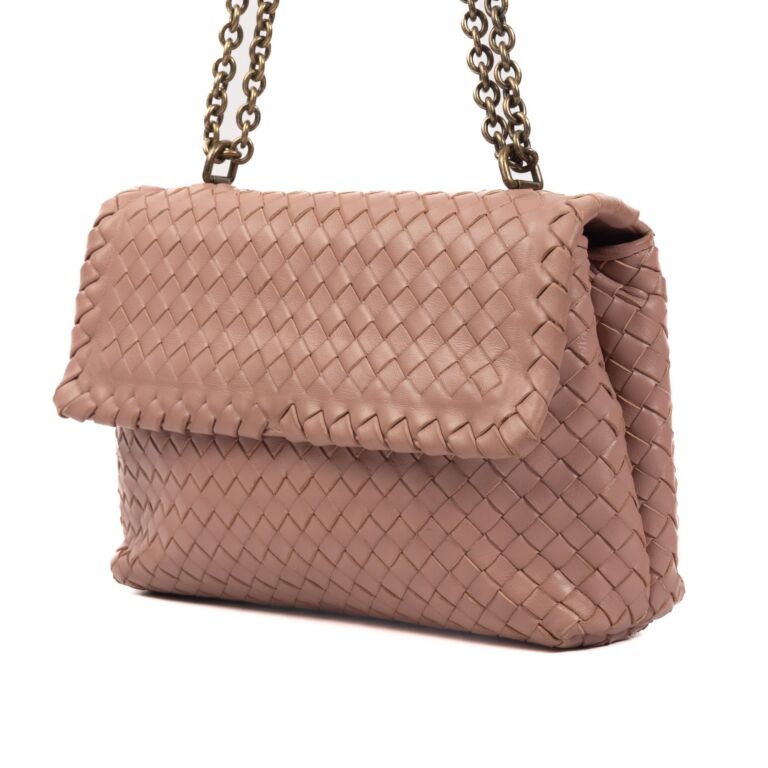 Auth BOTTEGA VENETA Intrecciato Shoulder Bag Dark Pink leather