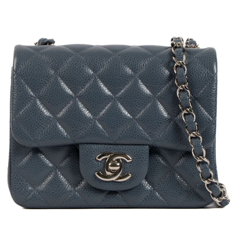 CHANEL Iridescent Caviar Quilted Mini Square Flap Green, FASHIONPHILE