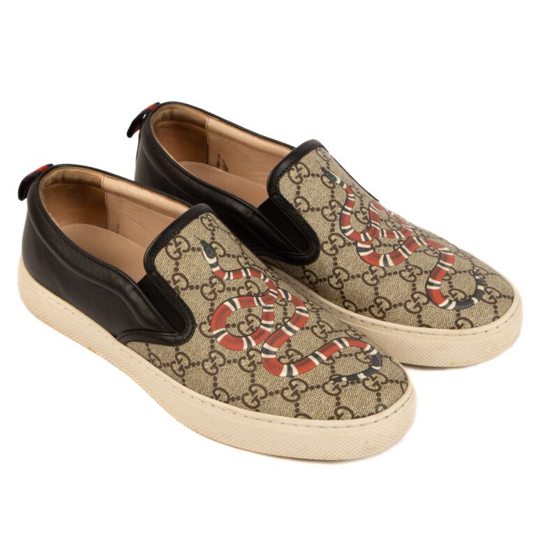 Gucci GG Supreme Snake Dublin Slip on Sneakers Size 42.5