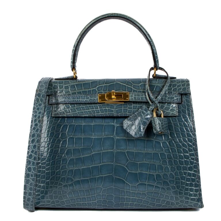 Herm s Kelly 25 Bleu Jean Shiny Alligator Mississippiensis GHW
