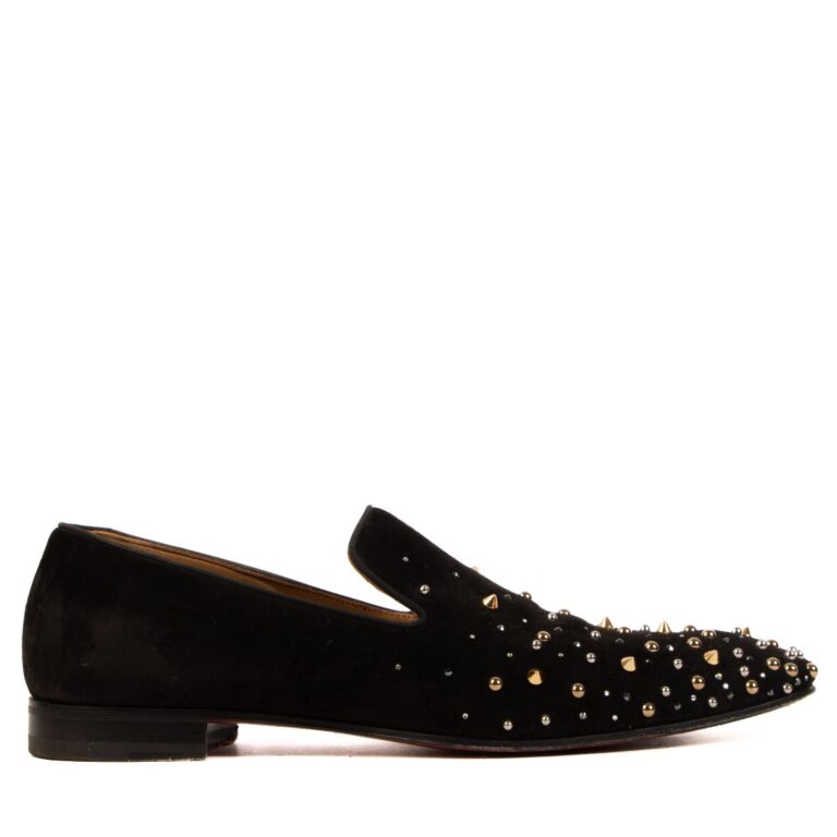 Christian Louboutin Black Suede Milkylion Loafers Size 42 1 2 Labellov Buy and Sell Authentic Luxury