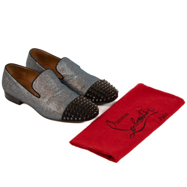Silver loafers with spikes sale