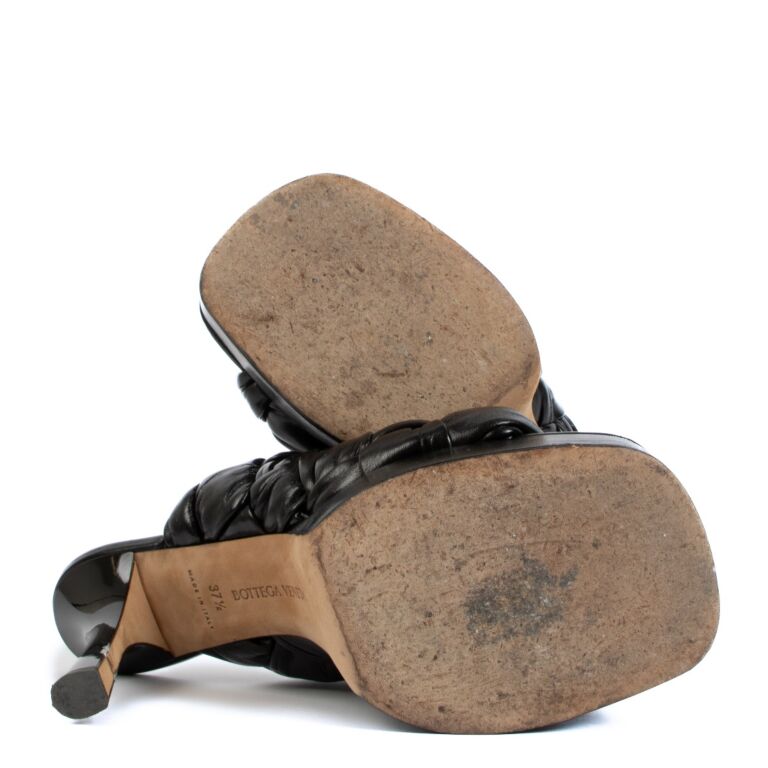 BOTTEGA VENETA ブラックレザー ミュール 37.5 Bottega Veneta Black Leather Curve Sandals - Size 37 1/2