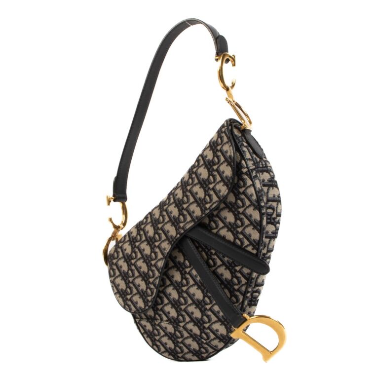 Christian Dior Blue Oblique-jacquard Saddle Bag with Strap
