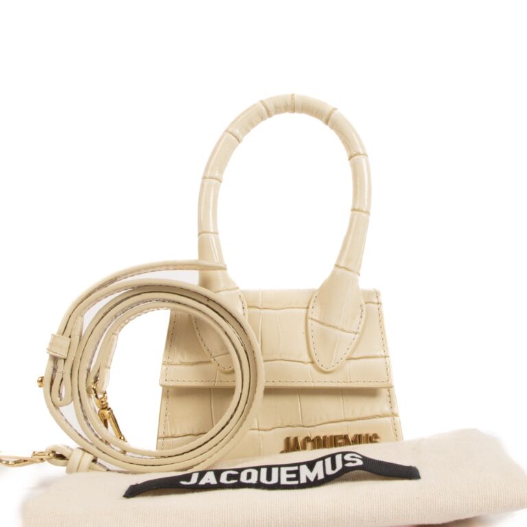 Jacquemus Le Chiquito Ivory Crocodile Embossed Leather Labellov Buy and Sell Authentic Luxury