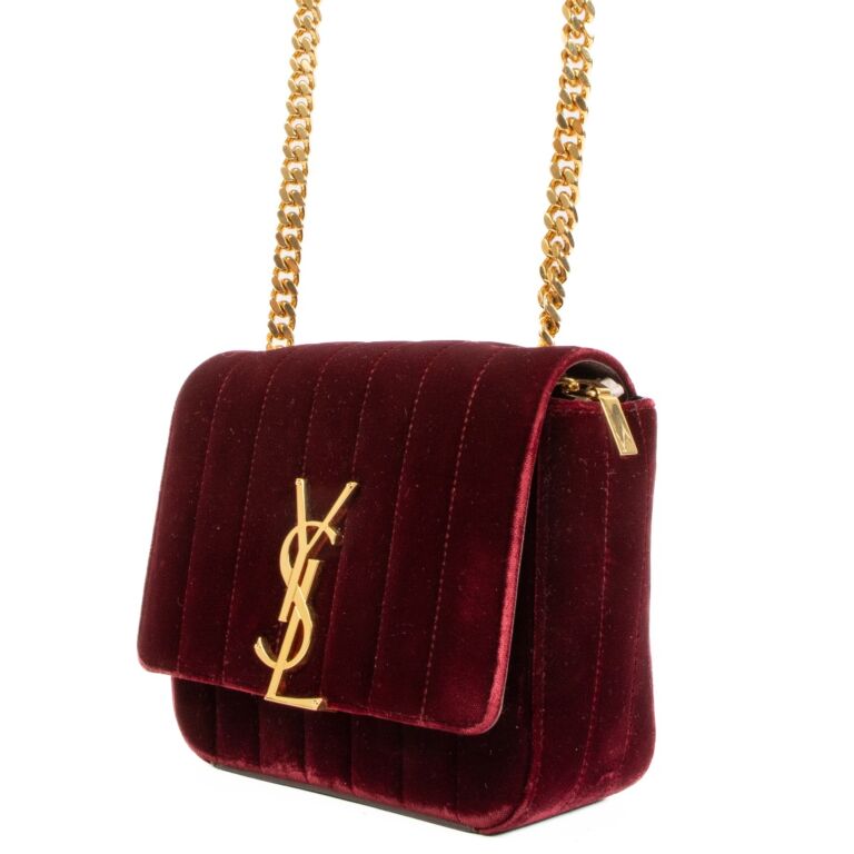 Ysl burgundy velvet bag store