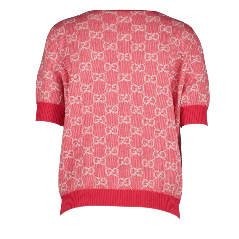 Gucci Pink GG Jacquard Knitted Top - size L ○ Labellov