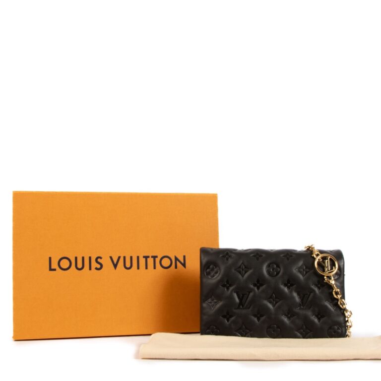 Louis Vuitton Black Monogram Embossed Lambskin Pochette Coussin