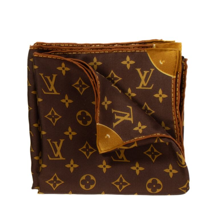 louis vuitton purse scarf brown