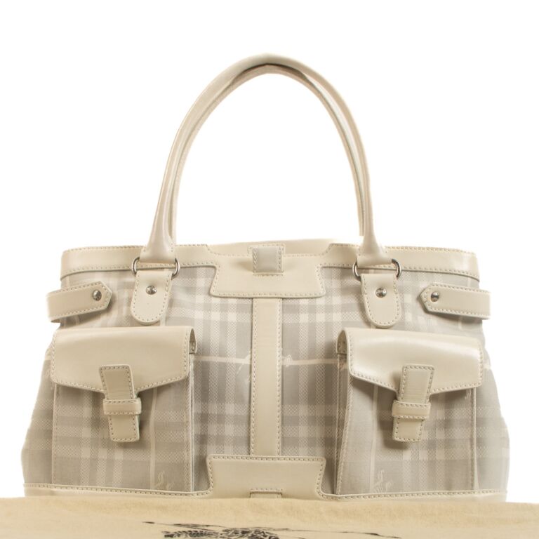 Burberry White Haymarket Check Tote Bag Labellov Buy and