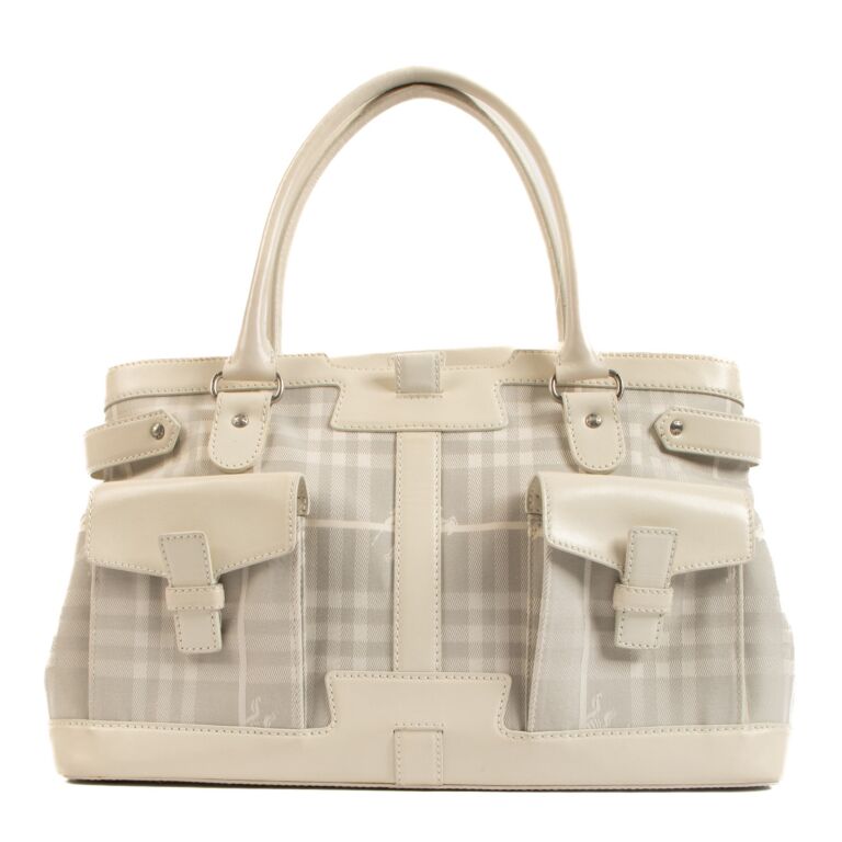 Burberry White Haymarket Check Tote Bag Labellov Buy and Sell Authentic Luxury