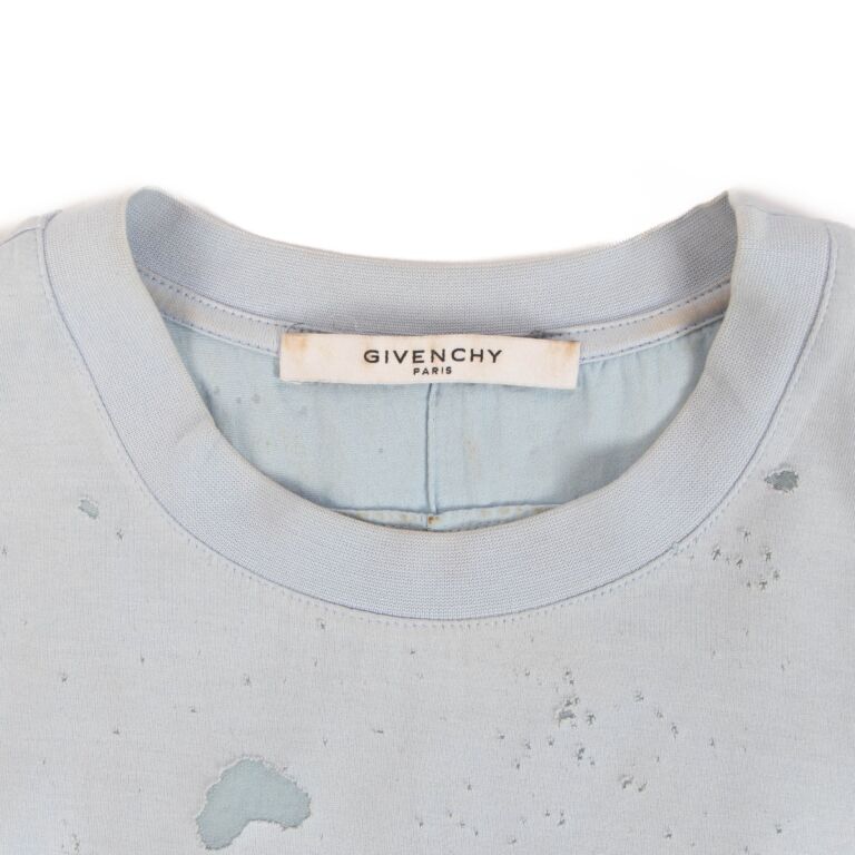 Givenchy blue distressed t shirt discount