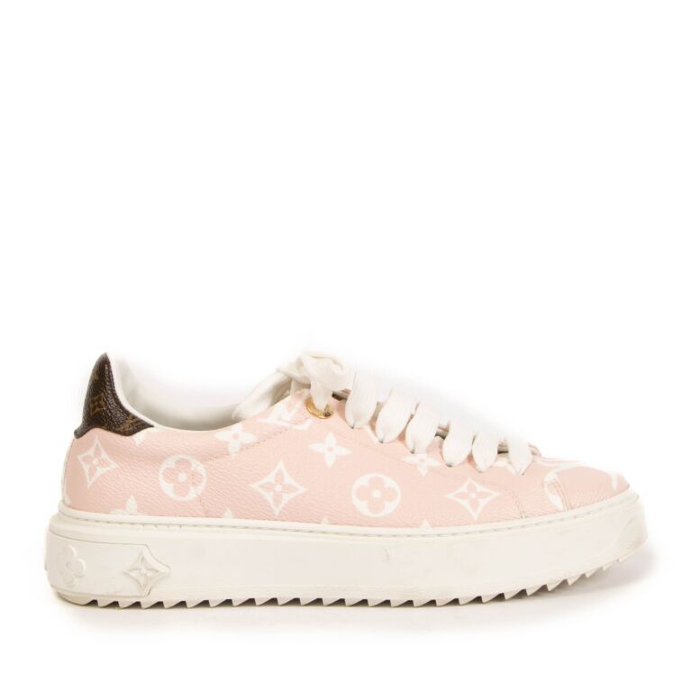 Louis Vuitton Women's White Leather Sneakers With Monogram Print