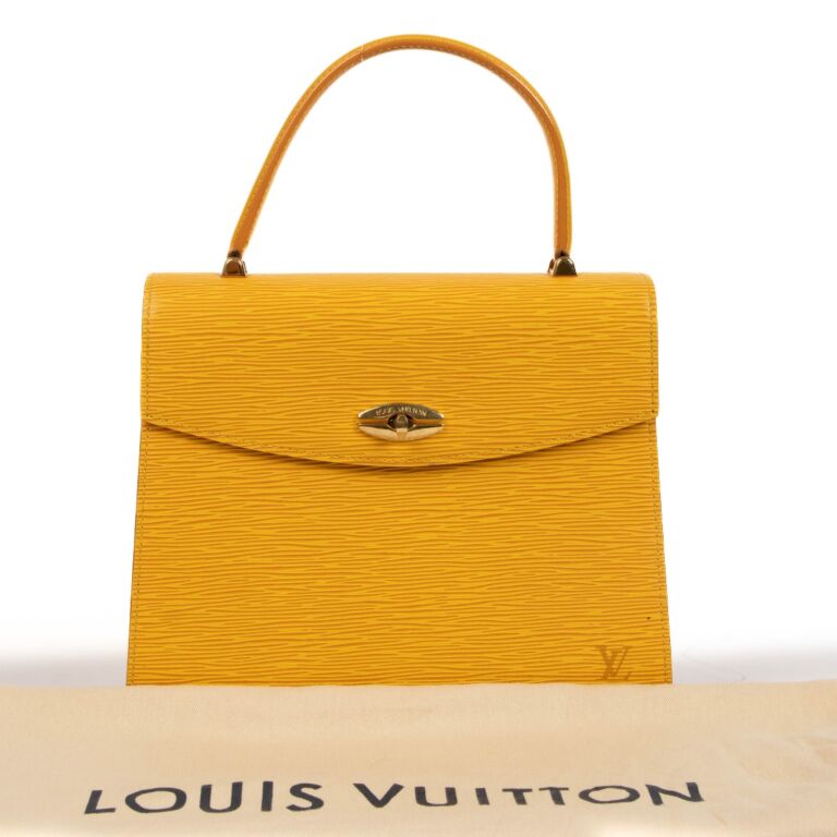 AUTHENTIC VINTAGE LOUIS VUITTON EPI YELLOW with purple interior