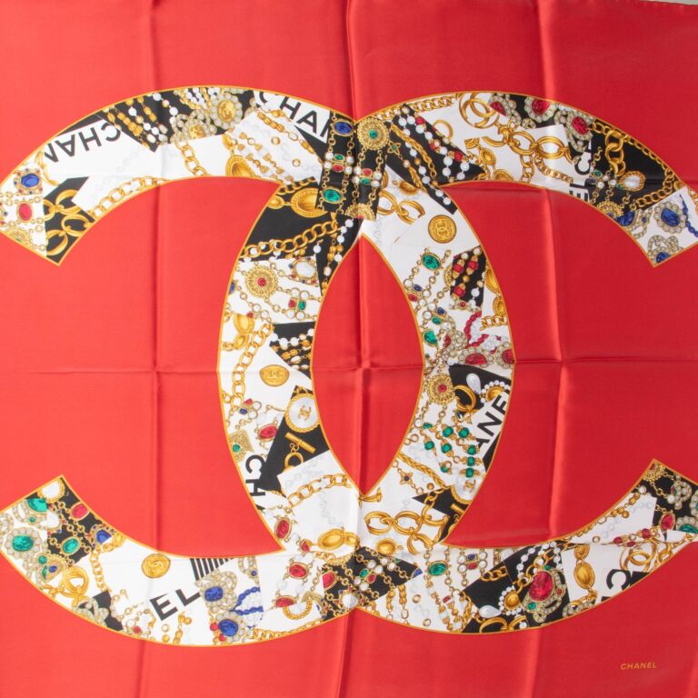 Chanel Red CC Silk Scarf ○ Labellov ○ Buy and Sell