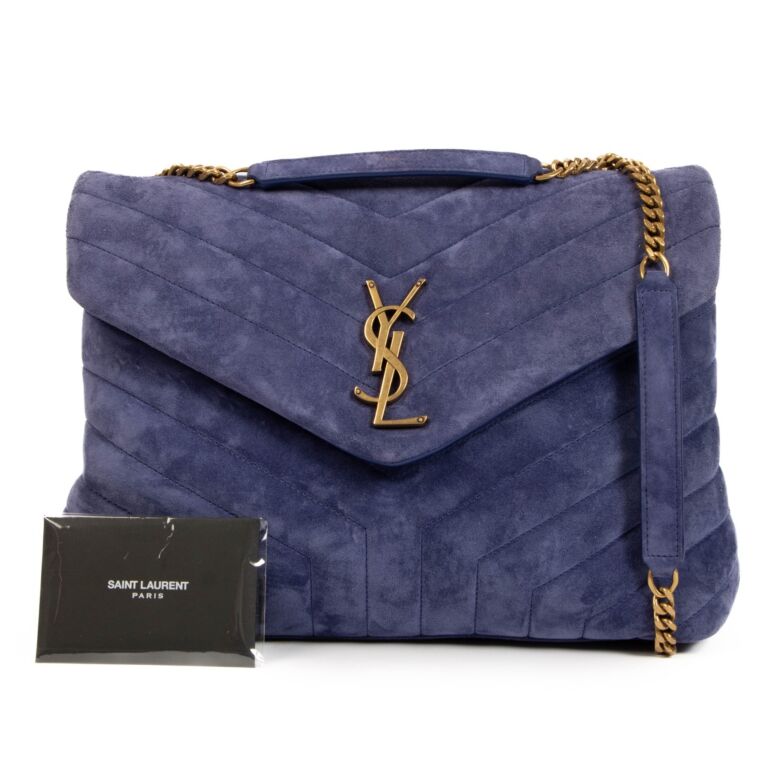Saint Laurent Purple Suede Medium Loulou Crossbody Labellov Buy and Sell Authentic Luxury