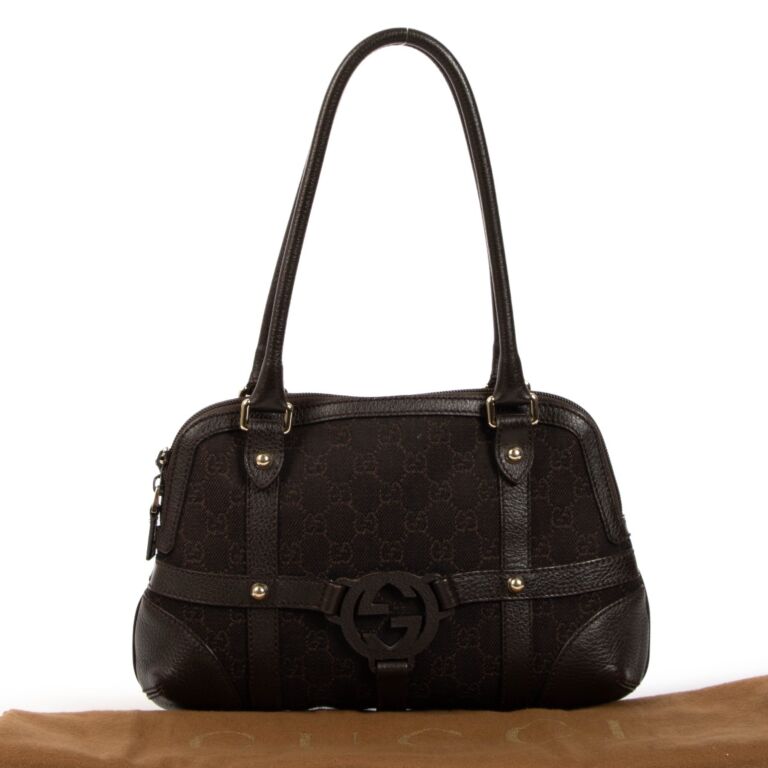 Gucci Vintage Black GG Canvas & Leather Shoulder Crossbody Bag NEVER CARRIED