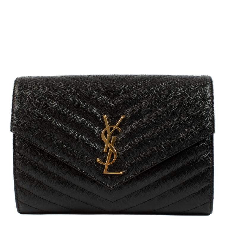Saint laurent monogram leather clutch store