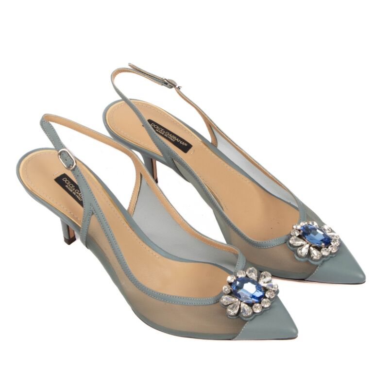 Dolce & Gabbana Blue Mesh Slingback Heels - Size 37,5