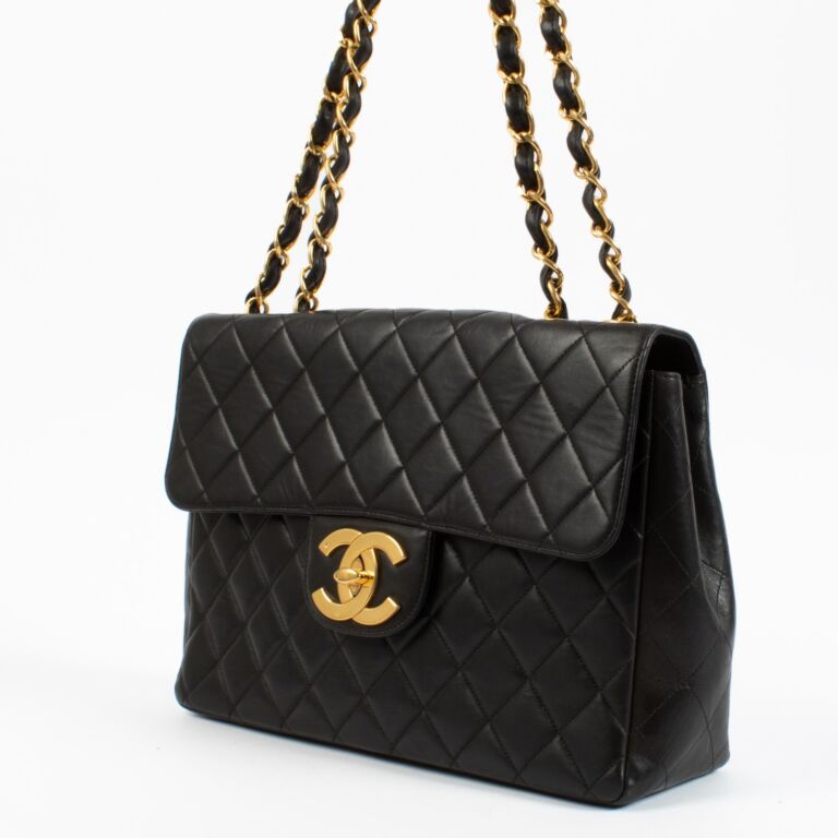 Chanel Black Vintage Large XL CC Classic Single Flap Bag