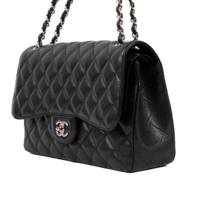 Chanel Black Caviar Leather Large Classic Flap Bag Labellov