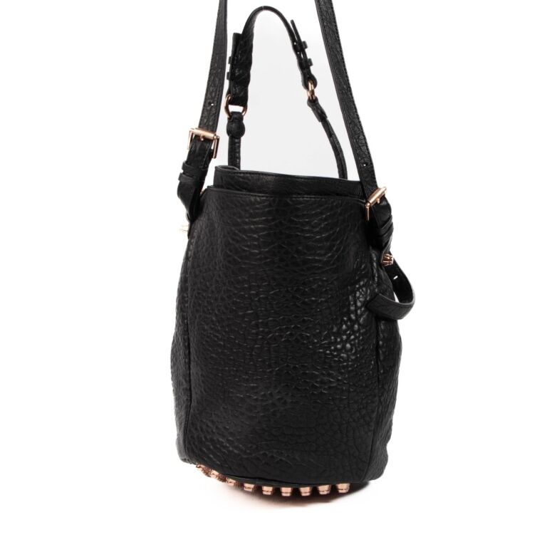 Designer black bucket bag deals