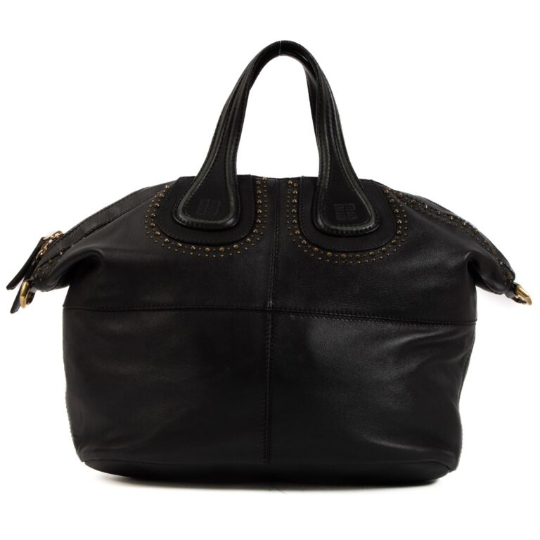 Givenchy Black Smooth Leather Studded Medium Nightingale Bag